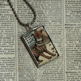 Buster Brown and Tige the dog, original illustrations from a vintage comic, up-cycled to soldered glass pendant