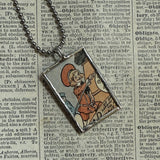 Buster Brown and Tige the dog, original illustrations from a vintage comic, up-cycled to soldered glass pendant