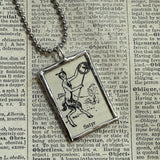 Satyr, Roman, Greek Mythology, vintage dictionary illustration, hand soldered glass pendant, upcycled to soldered glass pendant