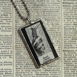 Snail, vintage 1930s dictionary illustration, up-cycled to hand-soldered glass pendant