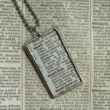 Snail, vintage 1930s dictionary illustration, up-cycled to hand-soldered glass pendant