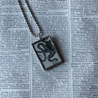 Octopus, vintage 1930s dictionary illustration, up-cycled to hand soldered glass pendant