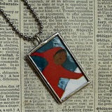 The Snowy Day, vintage children's book illustrations, upcycled to soldered glass pendant