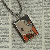 Pogo and Albert the Alligator, original illustrations from a vintage comic, up-cycled to soldered glass pendant