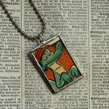 Pogo and Albert the Alligator, original illustrations from a vintage comic, up-cycled to soldered glass pendant