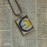 Sun and Moon, vintage book illustrations, hand-soldered glass pendant