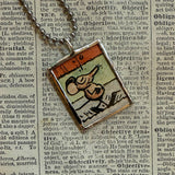 Krazy Kat original illustrations from a vintage comic, up-cycled to soldered glass pendant