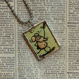 Krazy Kat original illustrations from a vintage comic, up-cycled to soldered glass pendant