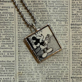 Mickey Mouse, vintage illustrations, up-cycled to soldered glass pendant