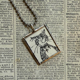 Gorey Cats vintage book illustrations, hand-soldered glass pendant