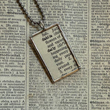 Dahlia flower, vintage botanical dictionary illustration, upcycled to soldered glass pendant