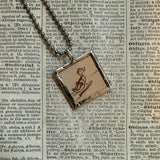 Make Way for Ducklings, vintage children's book illustrations, up-cycled to soldered glass pendant