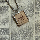 Make Way for Ducklings, vintage children's book illustrations, up-cycled to soldered glass pendant