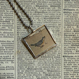 Little birds, vintage 1930s children's book illustrations upcycled to soldered glass pendant