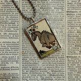 Alley Oop Caveman Dinosaur, original illustrations from a vintage comic, up-cycled to soldered glass pendant
