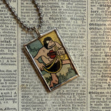 Alley Oop Caveman Dinosaur, original illustrations from a vintage comic, up-cycled to soldered glass pendant