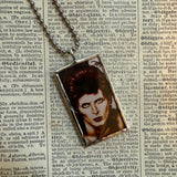 David Bowie, vintage album cover images, upcycled hand soldered glass pendant