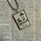 Brownie elf, vintage dictionary illustration, hand soldered glass pendant, upcycled to soldered glass pendant (Copy)