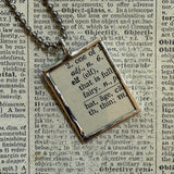 Elf, vintage dictionary illustration, hand soldered glass pendant, upcycled to soldered glass pendant