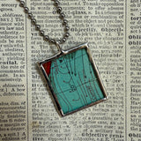 Great Britain, Ireland, England Vintage map, hand-soldered glass pendant