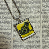 Frogs, vintage children's book illustrations, up-cycled to soldered glass pendant