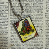 Frogs, vintage children's book illustrations, up-cycled to soldered glass pendant