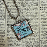 Vancouver, Victoria, Canada vintage map, hand-soldered glass pendant