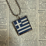 Athens Greece vintage map, hand-soldered glass pendant