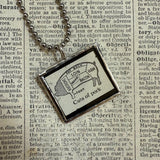 Pork butcher chart, vintage dictionary illustration, up-cycled to soldered glass pendant