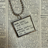Pork butcher chart, vintage dictionary illustration, up-cycled to soldered glass pendant