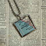 Prague, vintage map, hand-soldered glass pendant