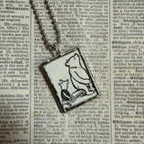 Winnie the Pooh childrens' book illustrations up-cycled to hand-soldered glass pendant