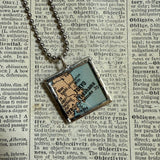 Tokyo, Japan vintage map, hand-soldered glass pendant