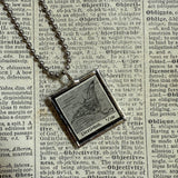 Devil fish- vintage 1930s dictionary illustration up-cycled to soldered glass pendant