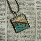 Los Angeles Vintage map, hand-soldered glass pendant