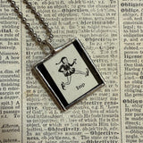 Imp, vintage dictionary illustration, hand soldered glass pendant, upcycled to soldered glass pendant