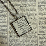 Imp, vintage dictionary illustration, hand soldered glass pendant, upcycled to soldered glass pendant