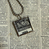 Gorey Cats vintage book illustrations, hand-soldered glass pendant