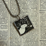 Gorey Cats vintage book illustrations, hand-soldered glass pendant