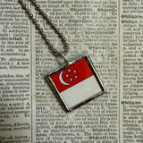 Singapore vintage map, hand-soldered glass pendant