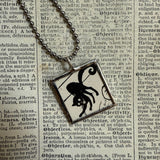 Black cats, vintage book illustrations up-cycled to soldered glass pendant