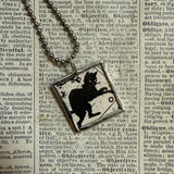 Black cats, vintage book illustrations up-cycled to soldered glass pendant