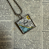 Rome, Italy vintage map, hand-soldered glass pendant