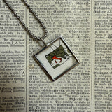 Rome, Italy vintage map, hand-soldered glass pendant