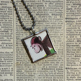 Curious George, original vintage childrens' book illustrations, upcycled to soldered glass pendant