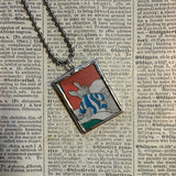 Good night moon, vintage children's book illustrations, up-cycled to soldered glass pendant