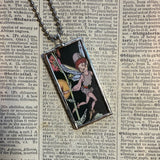 Fairies, vintage children's book illustration up-cycled to soldered glass pendant