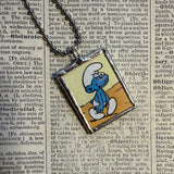 Smurfs, vintage comic illustrations up-cycled to soldered glass pendant