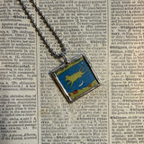 Good night moon, vintage children's book illustrations, up-cycled to soldered glass pendant