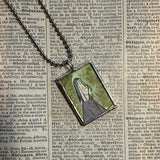 Madeline and Miss Clavel, original illustrations from vintage book, up-cycled to soldered glass pendant